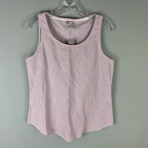 NWT Chico's Linen Scoop Neck Tank Lavender Blush Vertical Stripe Size 0 Small